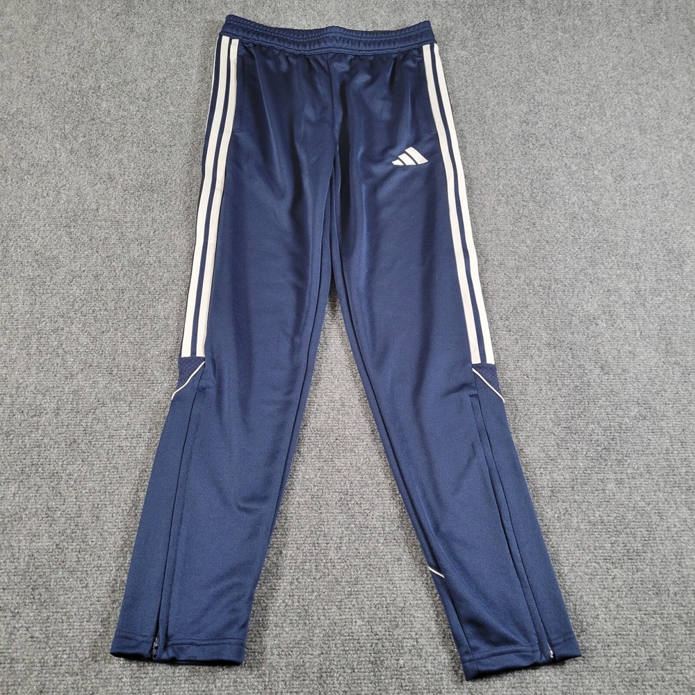 Adidas Soccer‎ Pants Youth Large Slim Tapered Football Futbol Blue Zip Legs NEW